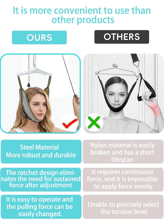 Neck Stretcher Cervical Traction Device with Force Gauge, Lightweight Metal Design, No Continuous Effort, Portable for Home Use - Image 4